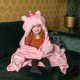 Patura pentru copii, fleece, Unicorn, 130x100cm, roz